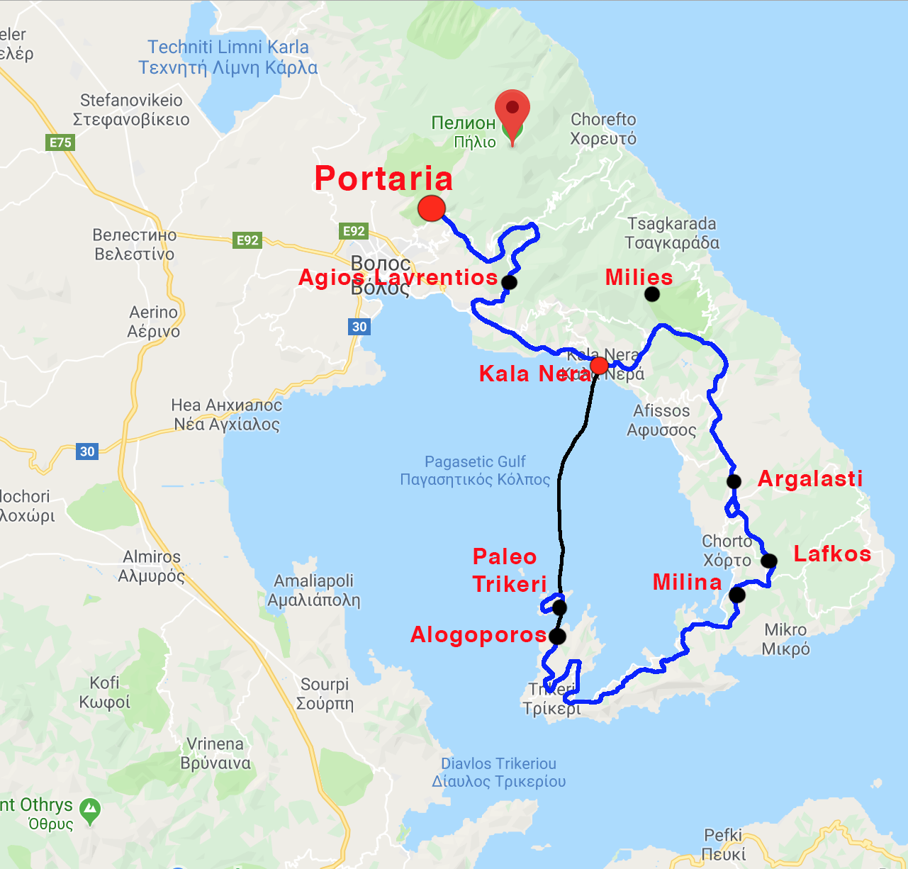 Mount Pelion Greece Map Mountain Bike Tour In Greece - Pelion